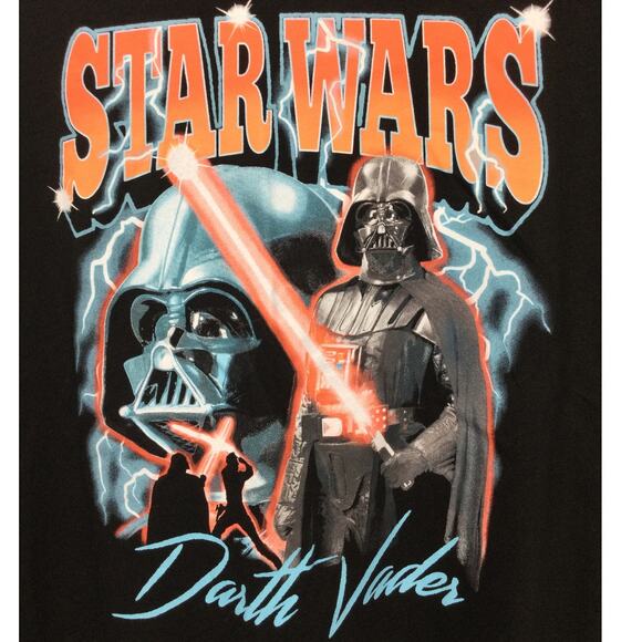 Star Wars Darth Vader Mad Engine Three Vader Moon Black Graphic T-shirt Men's M - Picture 2 of 7